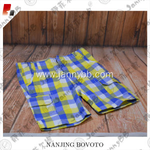 summer beach yellow white blue checked shorts